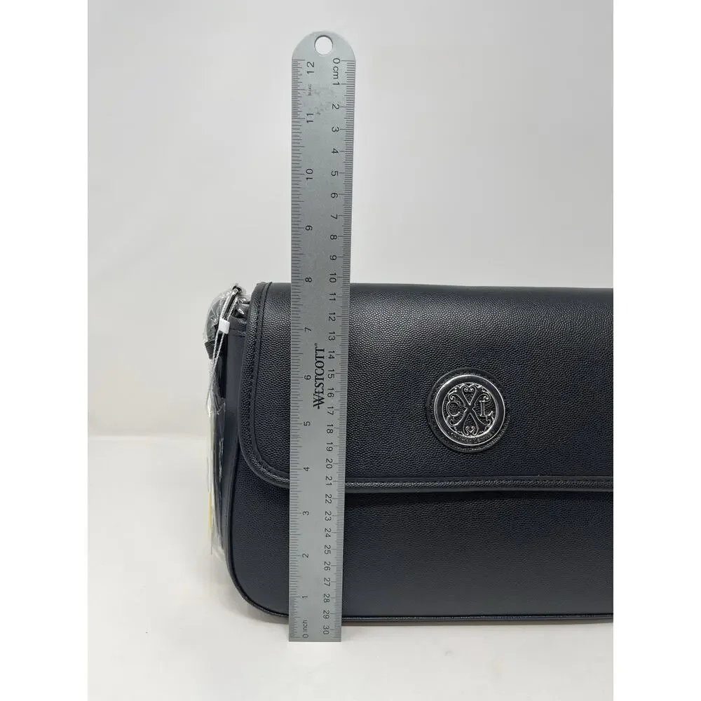 Christian Lacroix CXL Karen Caviar Shoulder Bag Black Faux‎ Leather Retail $98